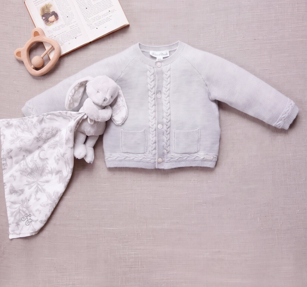 Grey Wool Cardigan-Tartine et Chocolat FW26
