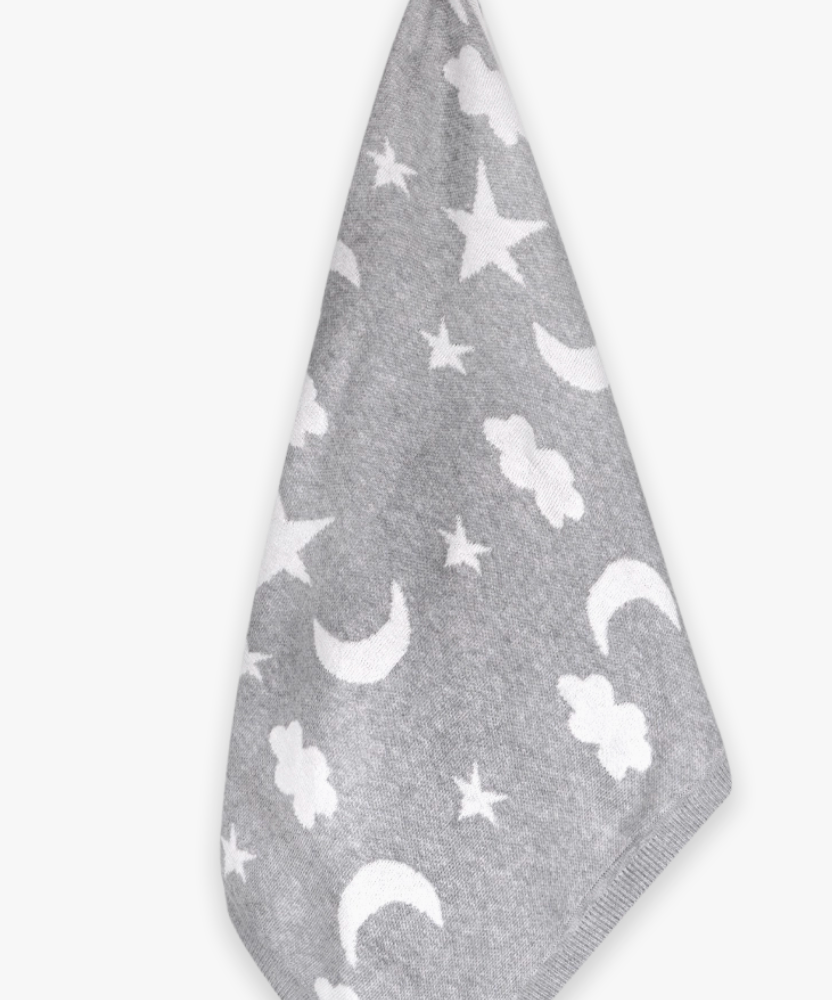 Moon & Stars Jacquard Knit Baby Blankets Organic Cotton: viverano