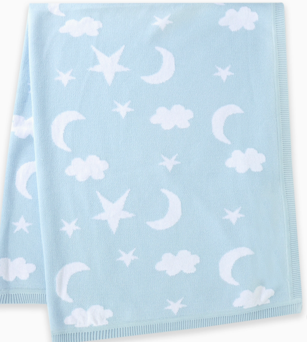 Moon & Stars Jacquard Knit Baby Blankets Organic Cotton: viverano