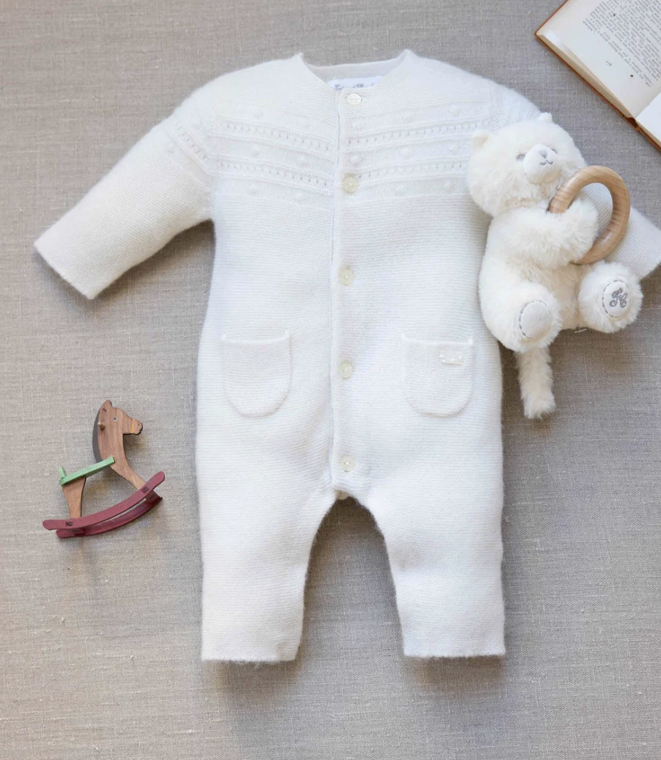 Wool Braided Round Neck Romper-Tartine et Chocolat FW26