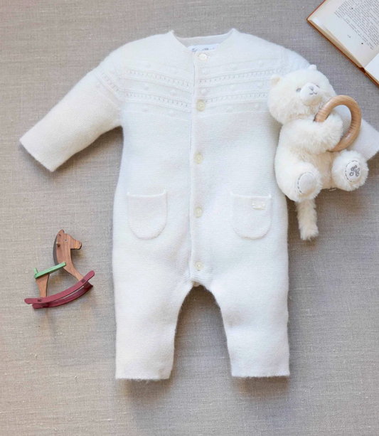 Wool Braided Round Neck Romper-Tartine et Chocolat FW26