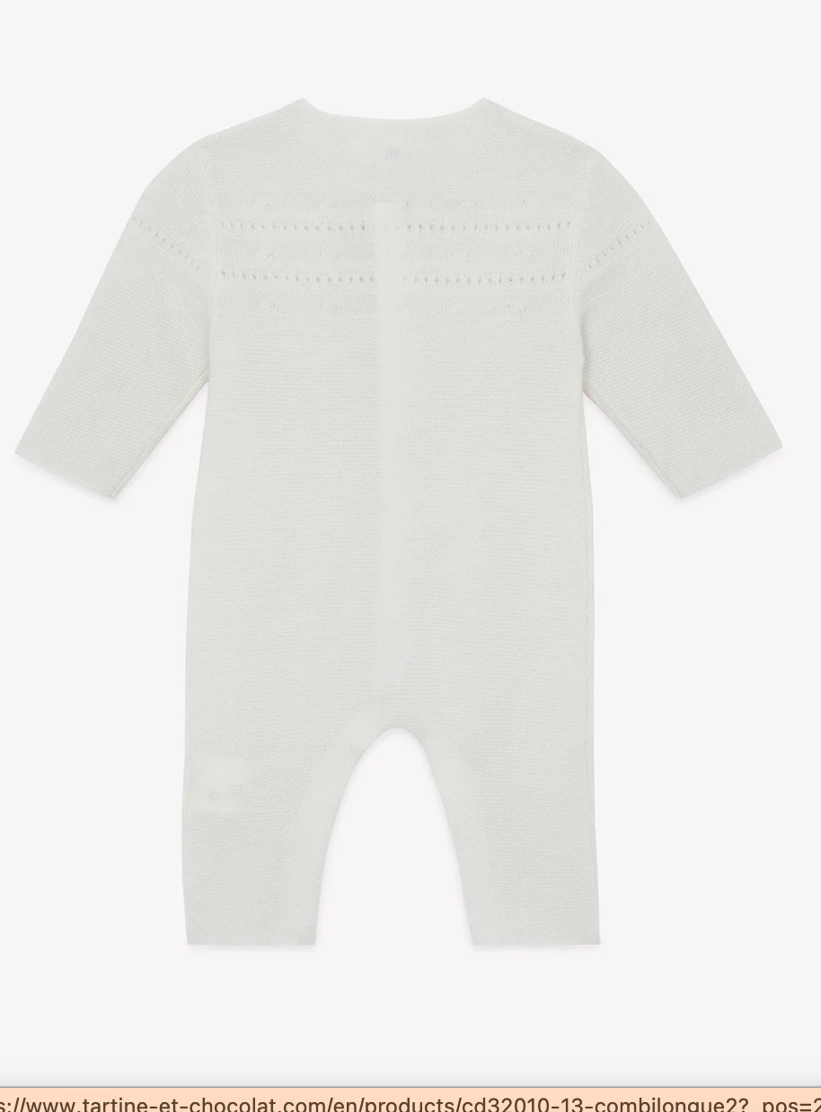 Wool Braided Round Neck Romper-Tartine et Chocolat FW26