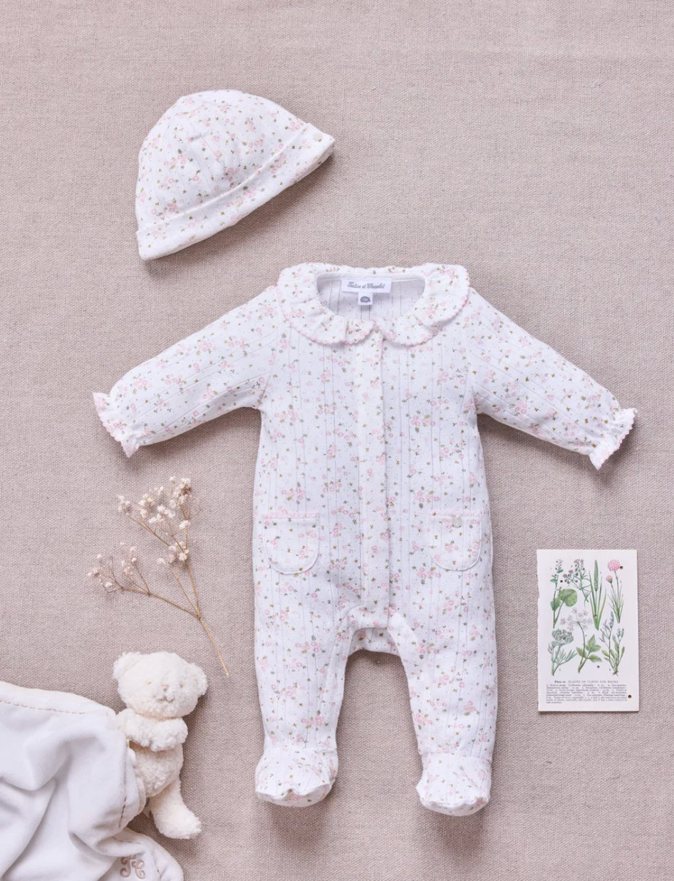 Flower Pointelle Ruffle Collar Footie-Tartine et Chocolat FW26