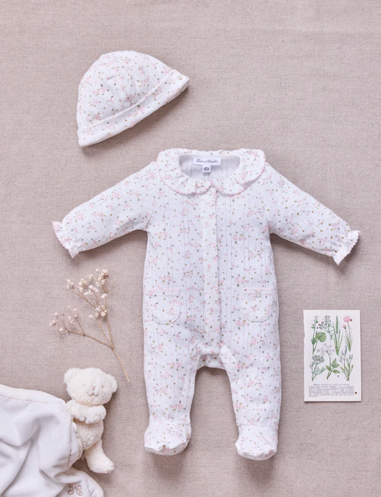 Flower Pointelle Ruffle Collar Footie-Tartine et Chocolat FW26