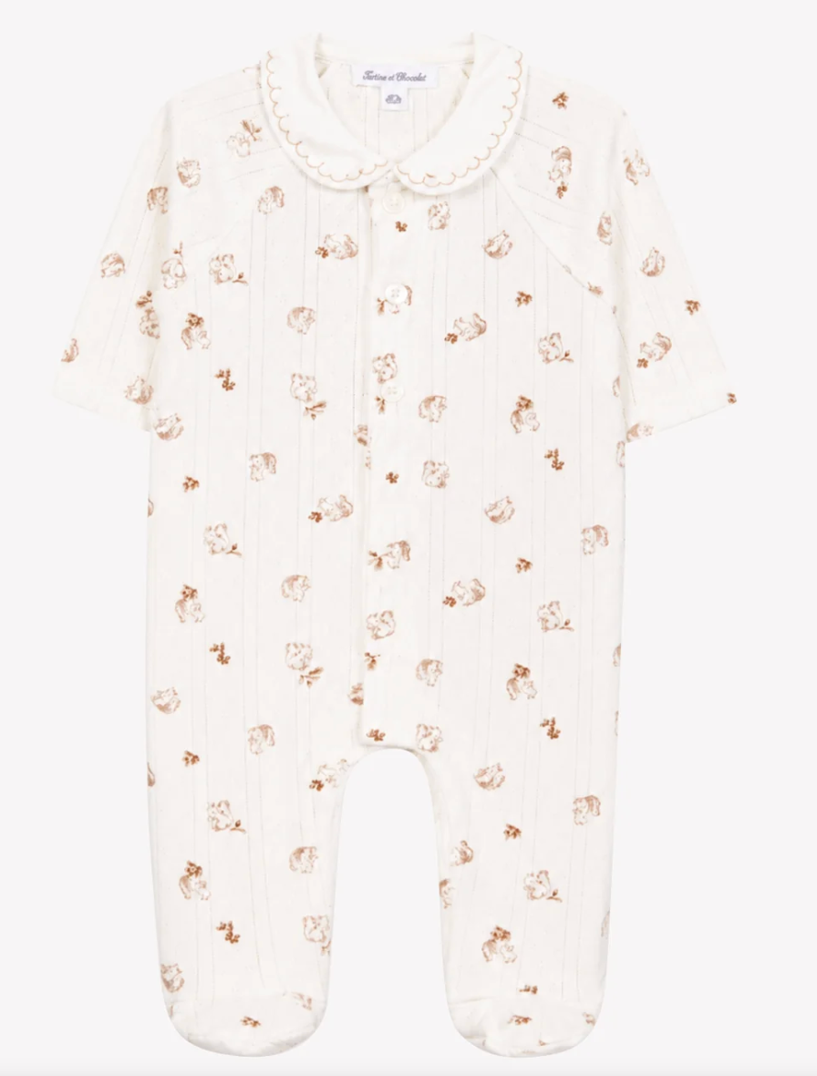 Squirrel  Pointelle  Footie-Tartine et Chocolat FW26