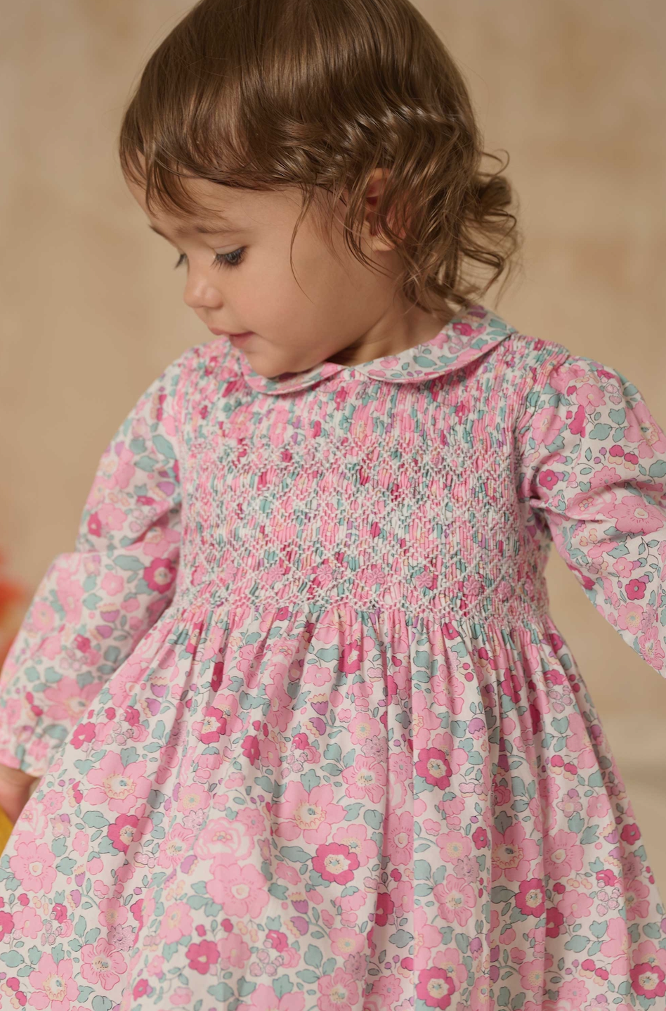 Izzy LS Pink Floral Smocked Dress - Question Everything FW26