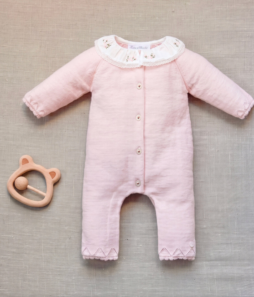 Ruffle Collar Knit  Romper-Tartine et Chocolat FW26