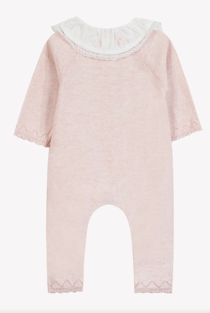 Ruffle Collar Knit  Romper-Tartine et Chocolat FW26