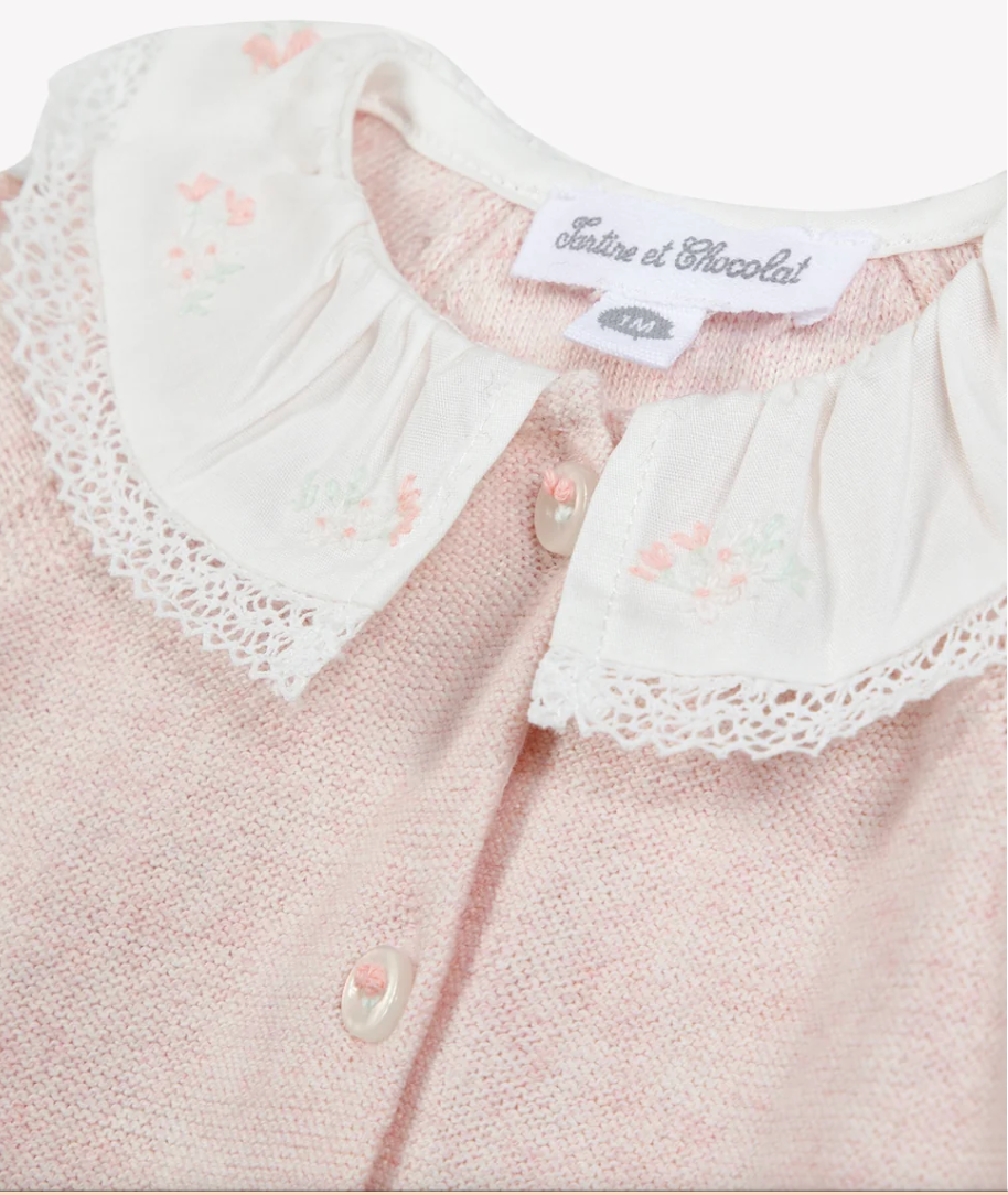 Ruffle Collar Knit  Romper-Tartine et Chocolat FW26
