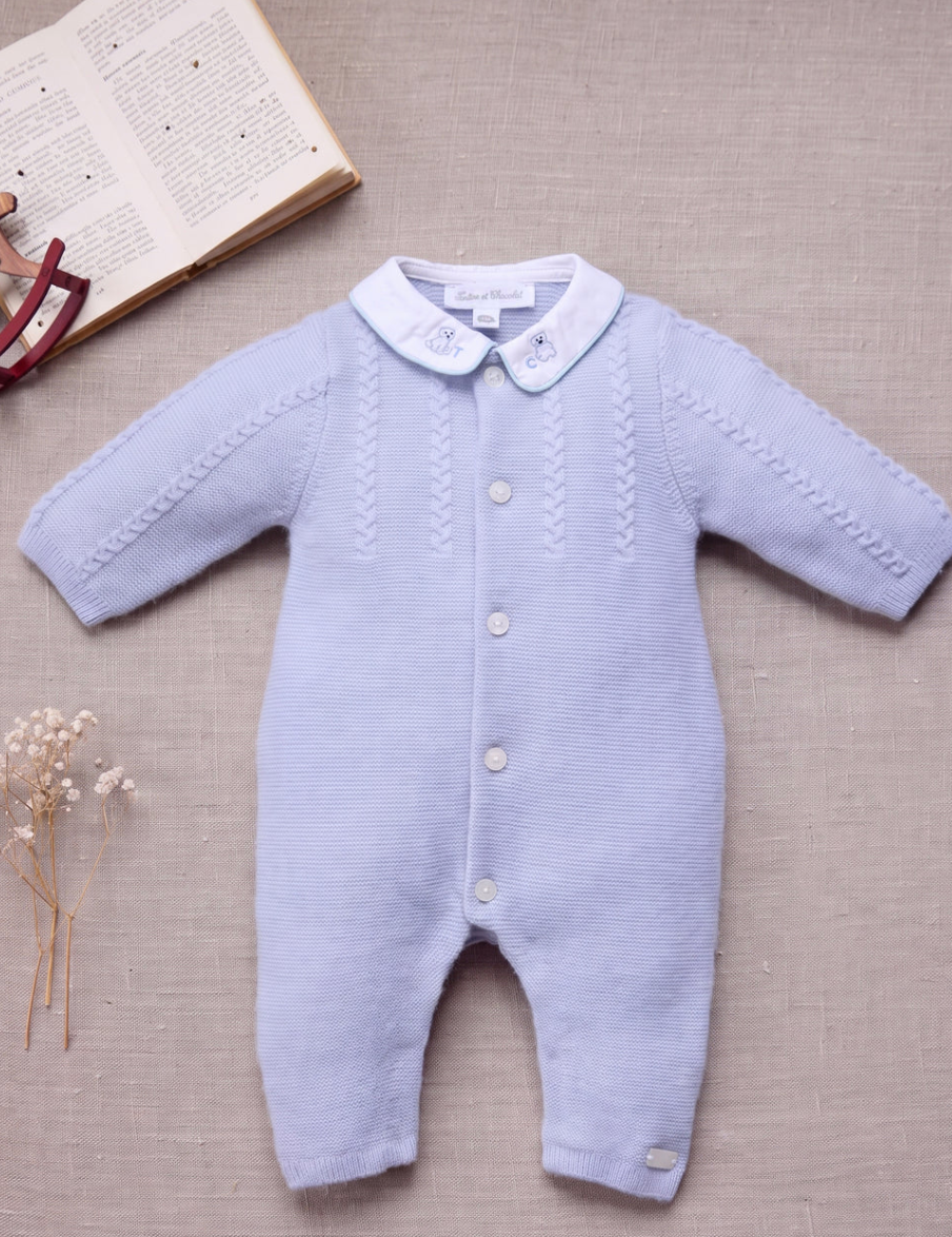 Embroidered Collar Knit  Romper-Tartine et Chocolat FW26