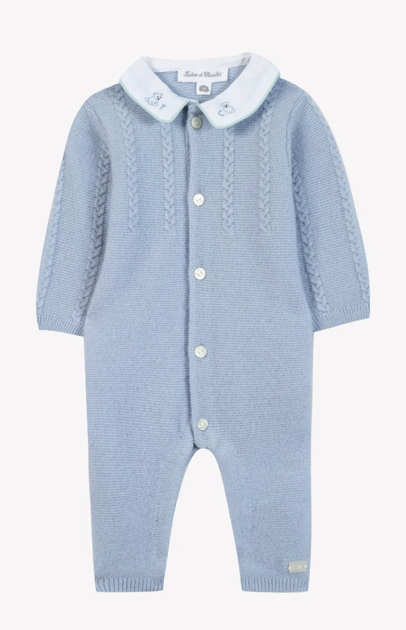 Embroidered Collar Knit  Romper-Tartine et Chocolat FW26