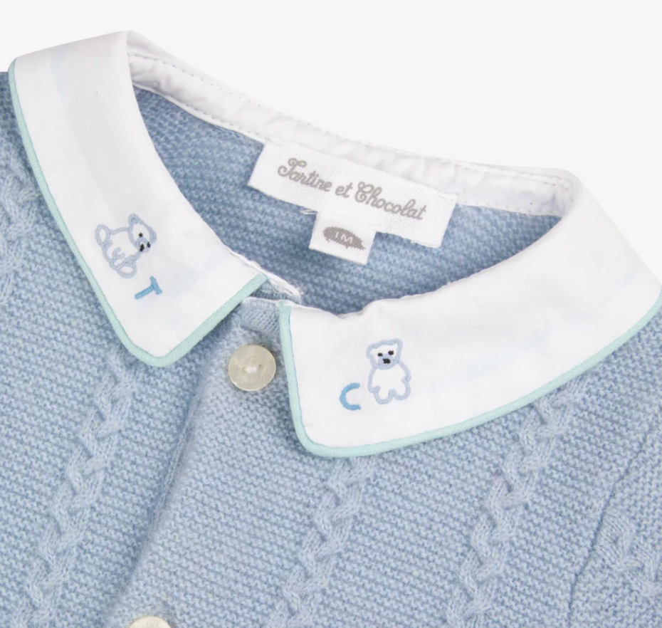 Embroidered Collar Knit  Romper-Tartine et Chocolat FW26