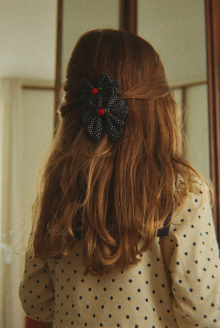 2pk Rose Rouge Dot Bow Hair Clip-Konges Slojd