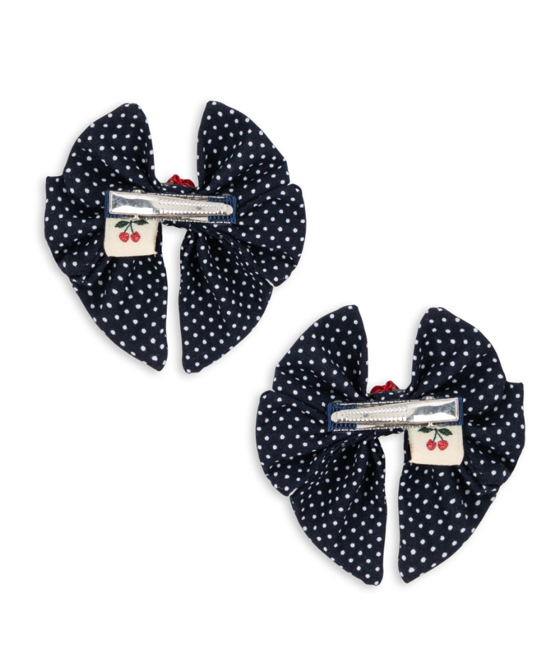 2pk Rose Rouge Dot Bow Hair Clip-Konges Slojd