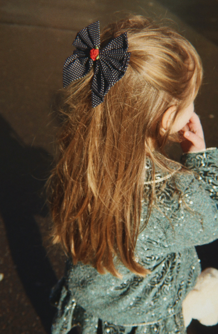 Rose Rouge Dot Bow Hair Clip-Konges Slojd