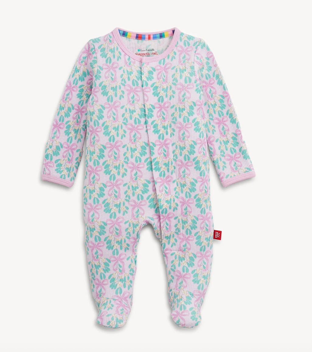 Mistle Bow Waffle Magnetic Footie - Magnetic Me FW26