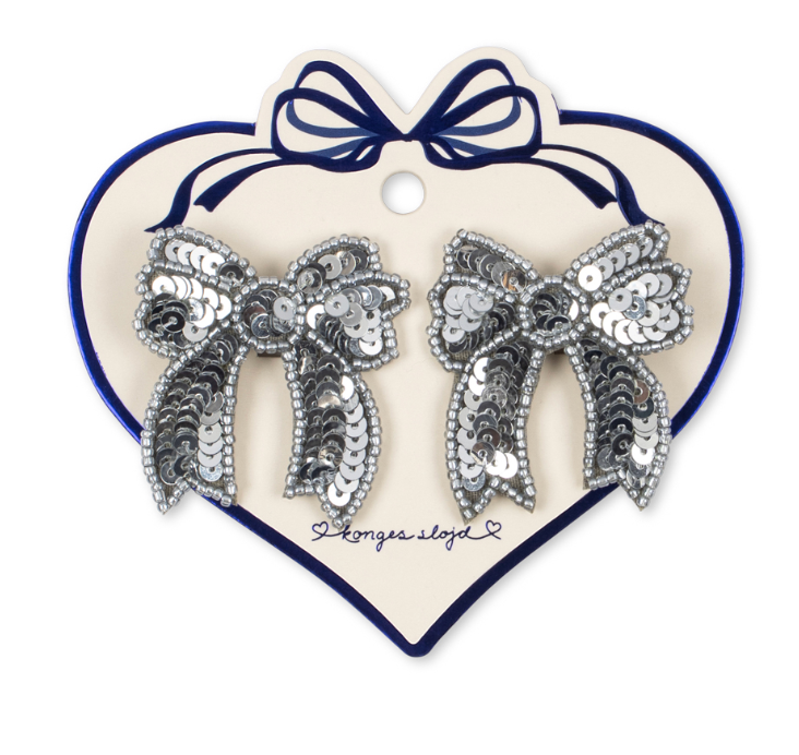 2pk Sequin Bow Hair Clip-Konges Slojd