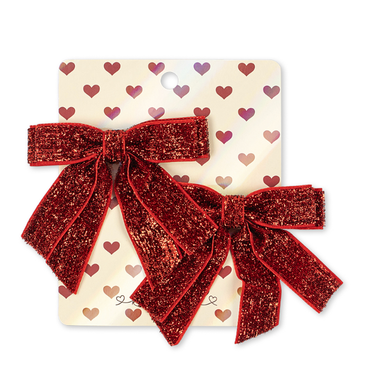 2pk Velvet Double Bow Hair Clip-Konges Slojd