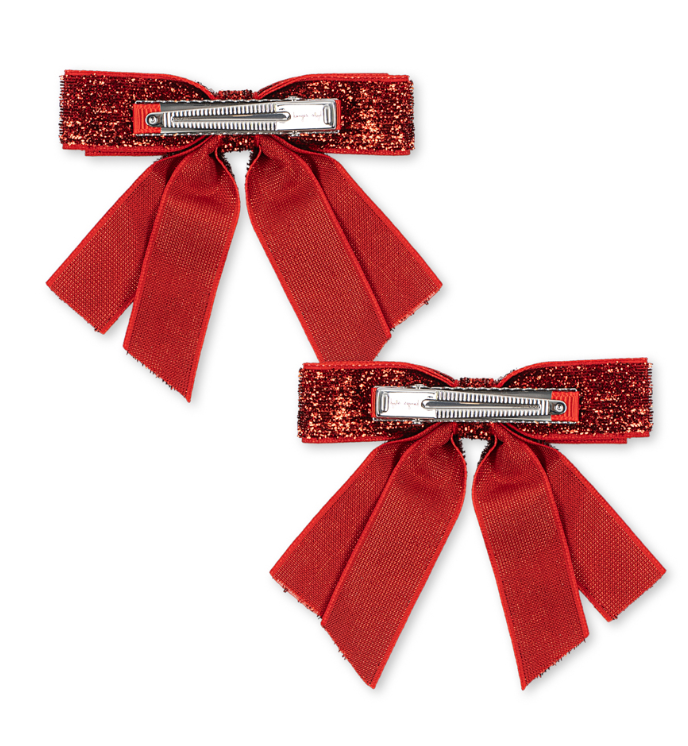 2pk Velvet Double Bow Hair Clip-Konges Slojd