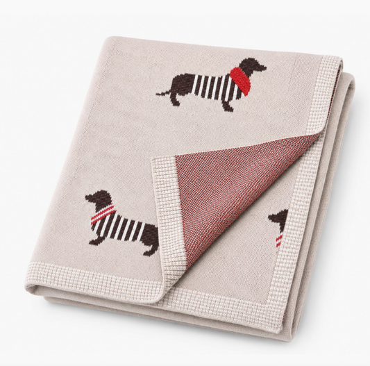 Fashionable Dachshund Organic Jacquard Knit Baby Blanket - Viverano Organics