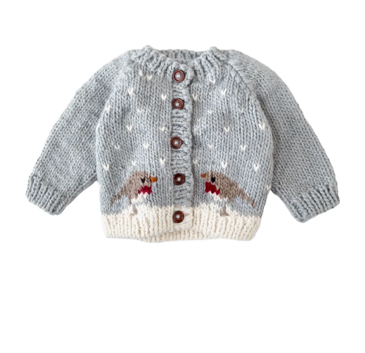 Robin Bird Grey Cardigan  - Blueberry Hill