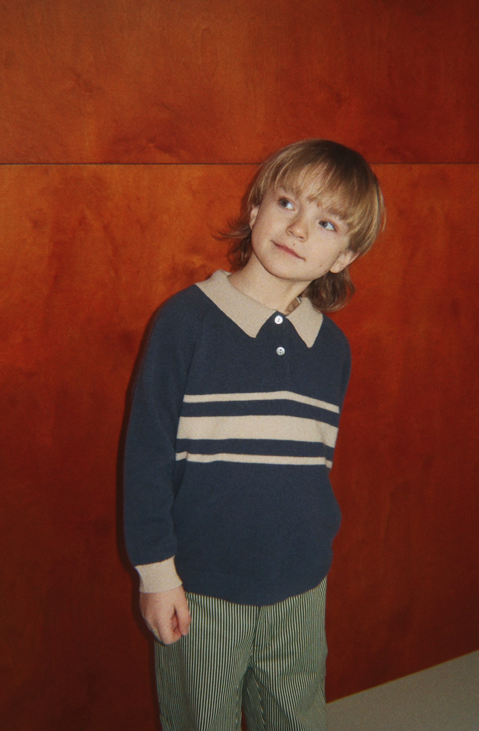 Basi Dark Blue Polo Sweater-Konges Slojd FW26