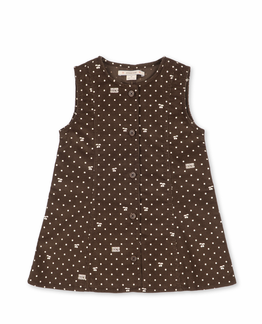 Cara Cord Cherry Dot Chocolate Dress-Konges Slojd FW26
