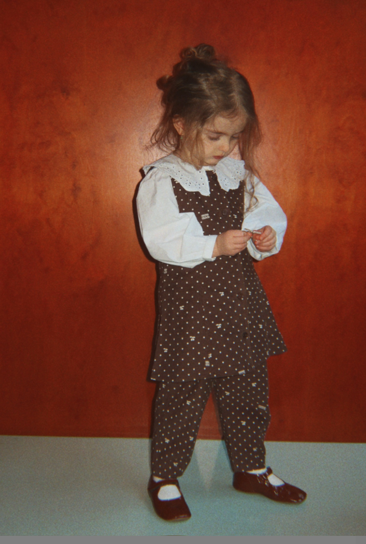 Cara Cord Cherry Dot Chocolate Dress-Konges Slojd FW26
