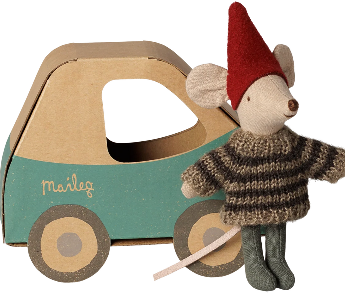 Little Brother Christmas Mouse in Car Box - Maileg