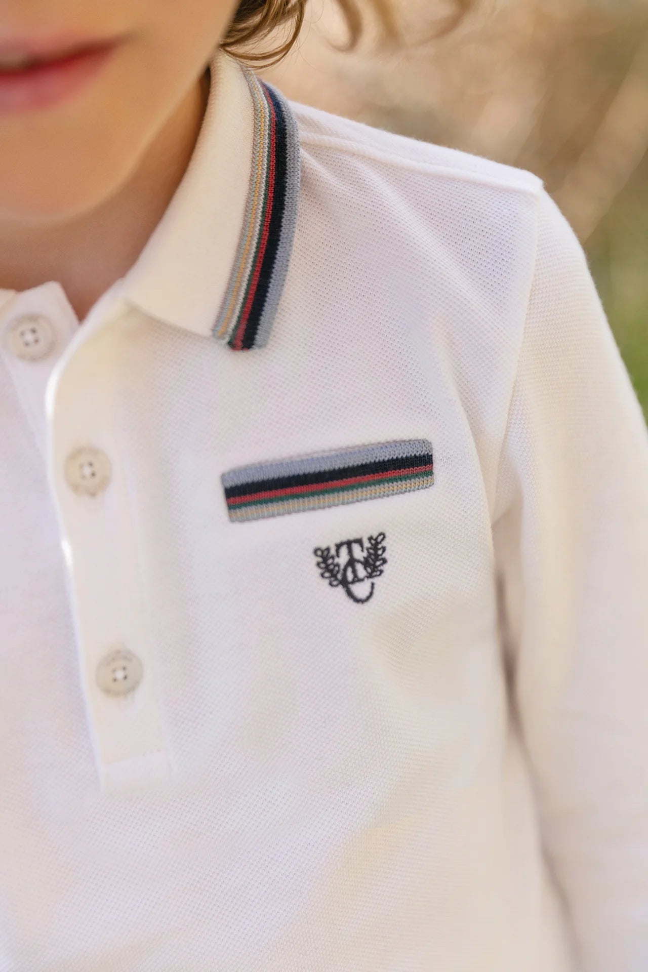 Embroidered Long Sleeve Polo - Tartine et Chocolat FW24