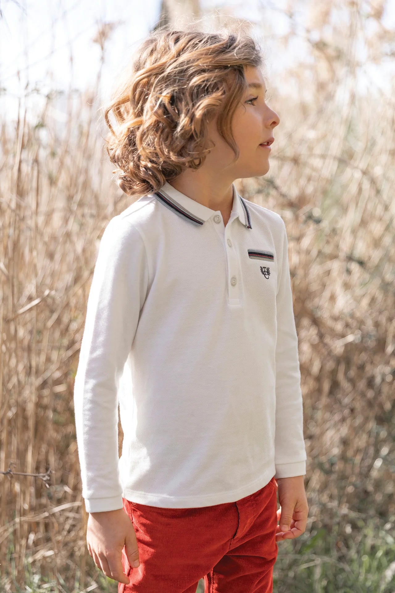 Embroidered Long Sleeve Polo - Tartine et Chocolat FW24