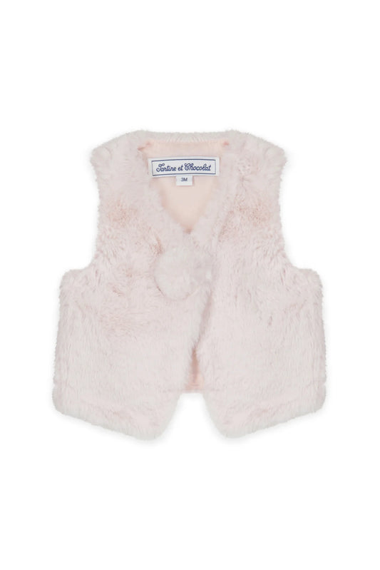 Pink Furry Vest - Tartine et Chocolat FW24