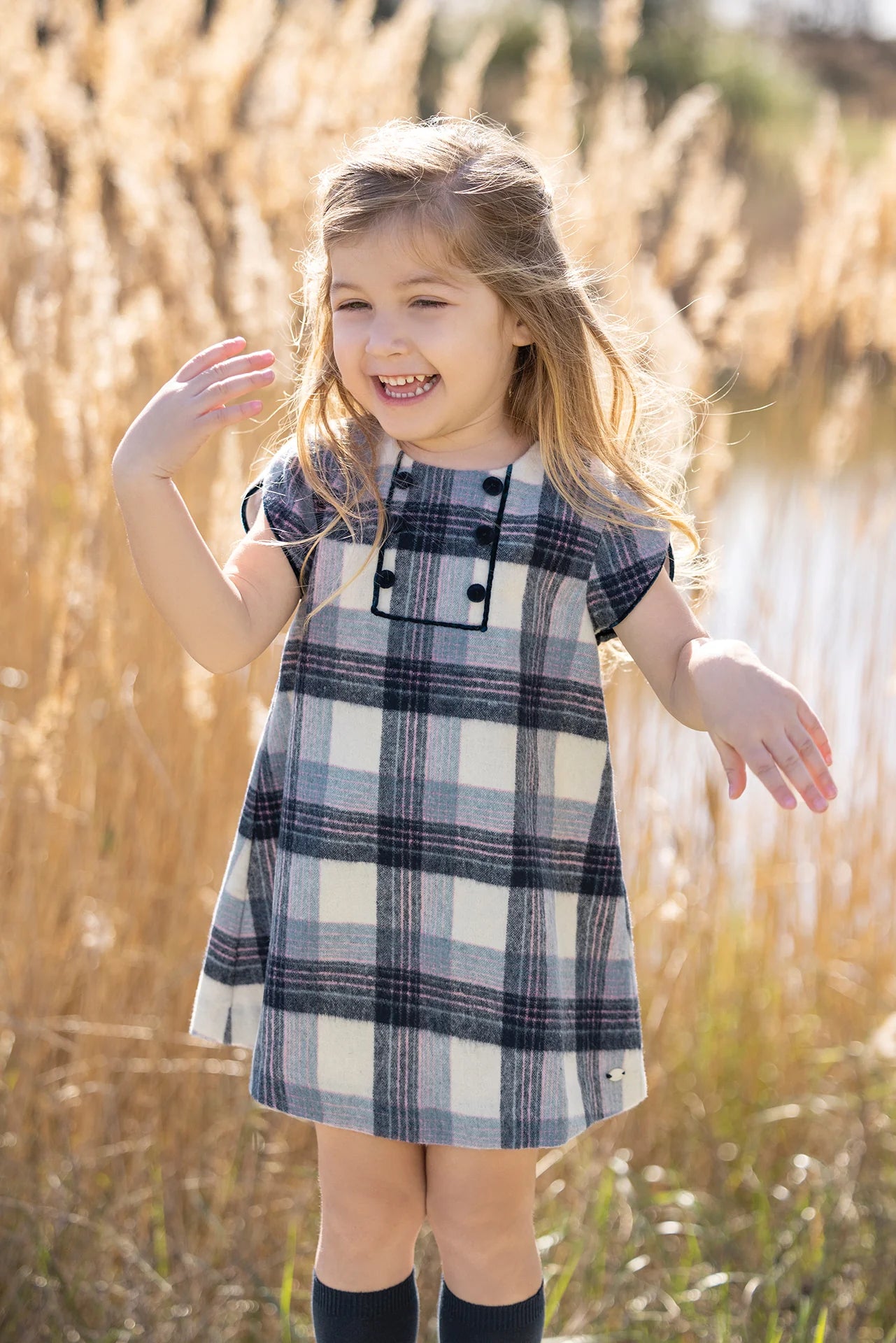 Blue Tartan Dress - Tartine et Chocolat FW24