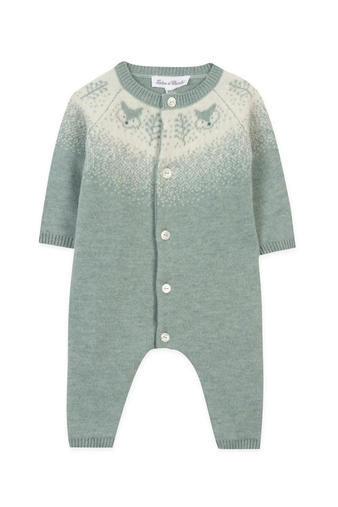 Jade Green Fox Jacquard Jumpsuit - Tartine et Chocolat FW24