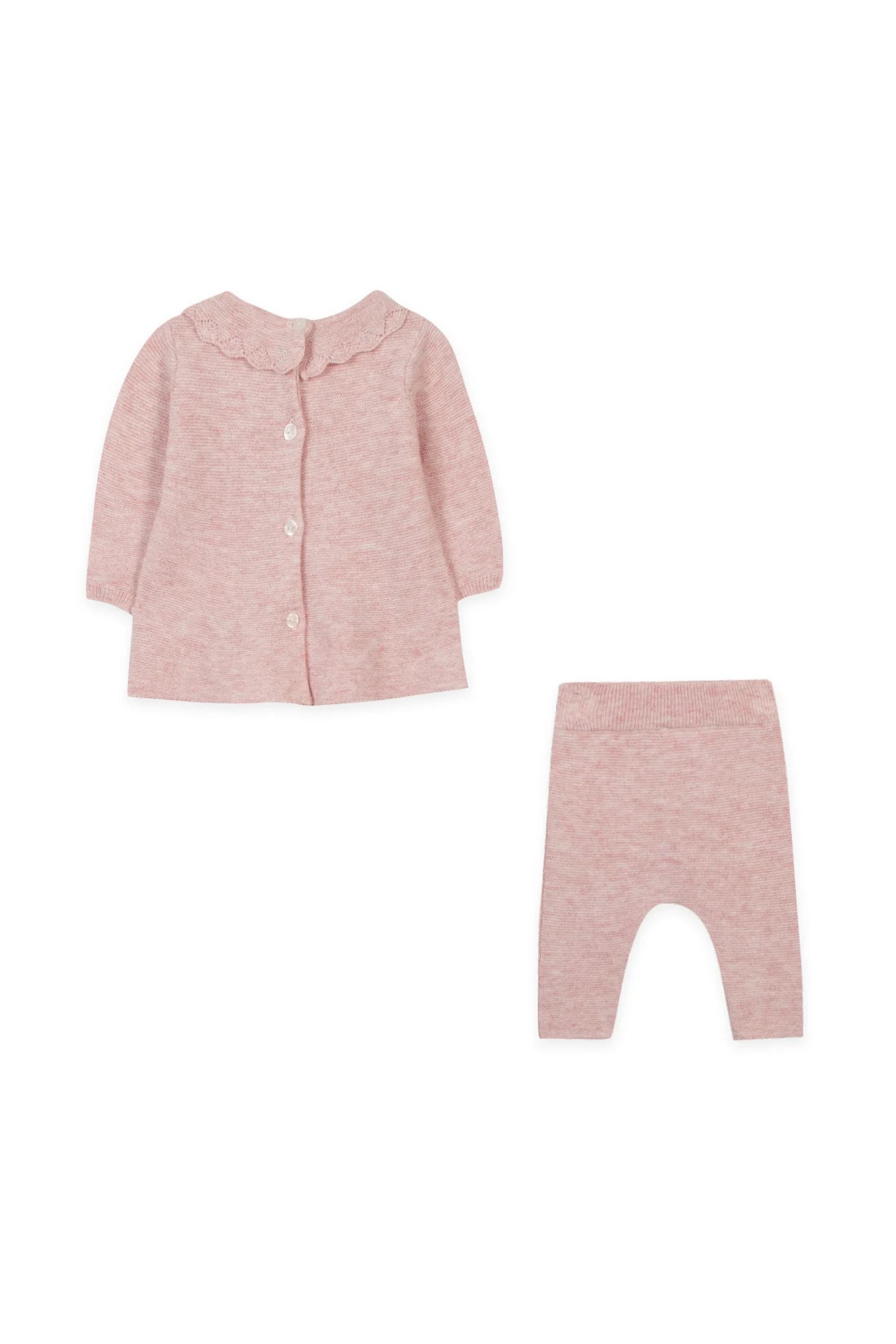 Pink Wool Set w/ Embroidered Flowers - Tartine et Chocolat FW24