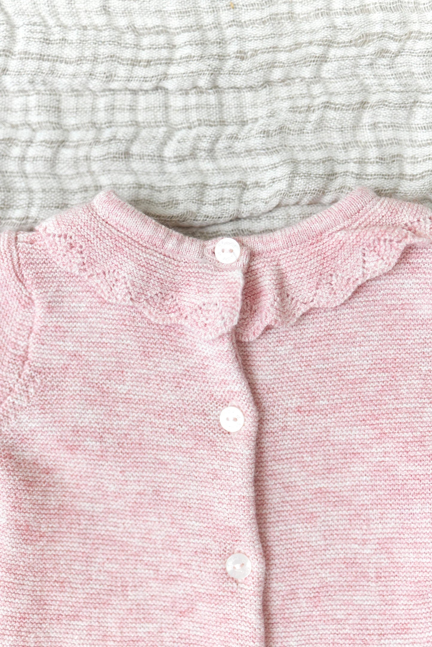 Pink Wool Set w/ Embroidered Flowers - Tartine et Chocolat FW24