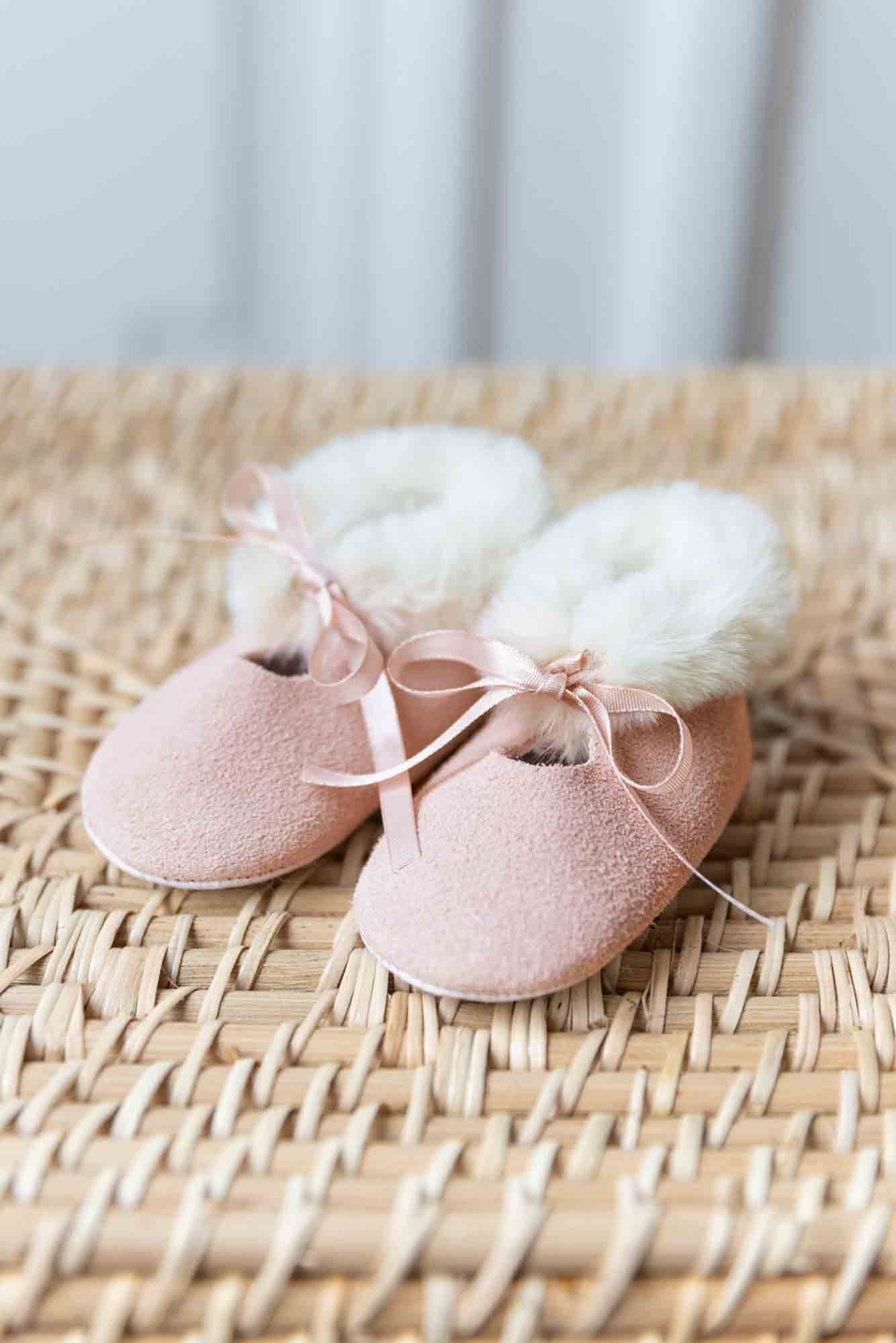 Pink Slippers w/ Faux Fur Trim - Tartine et Chocolat FW24