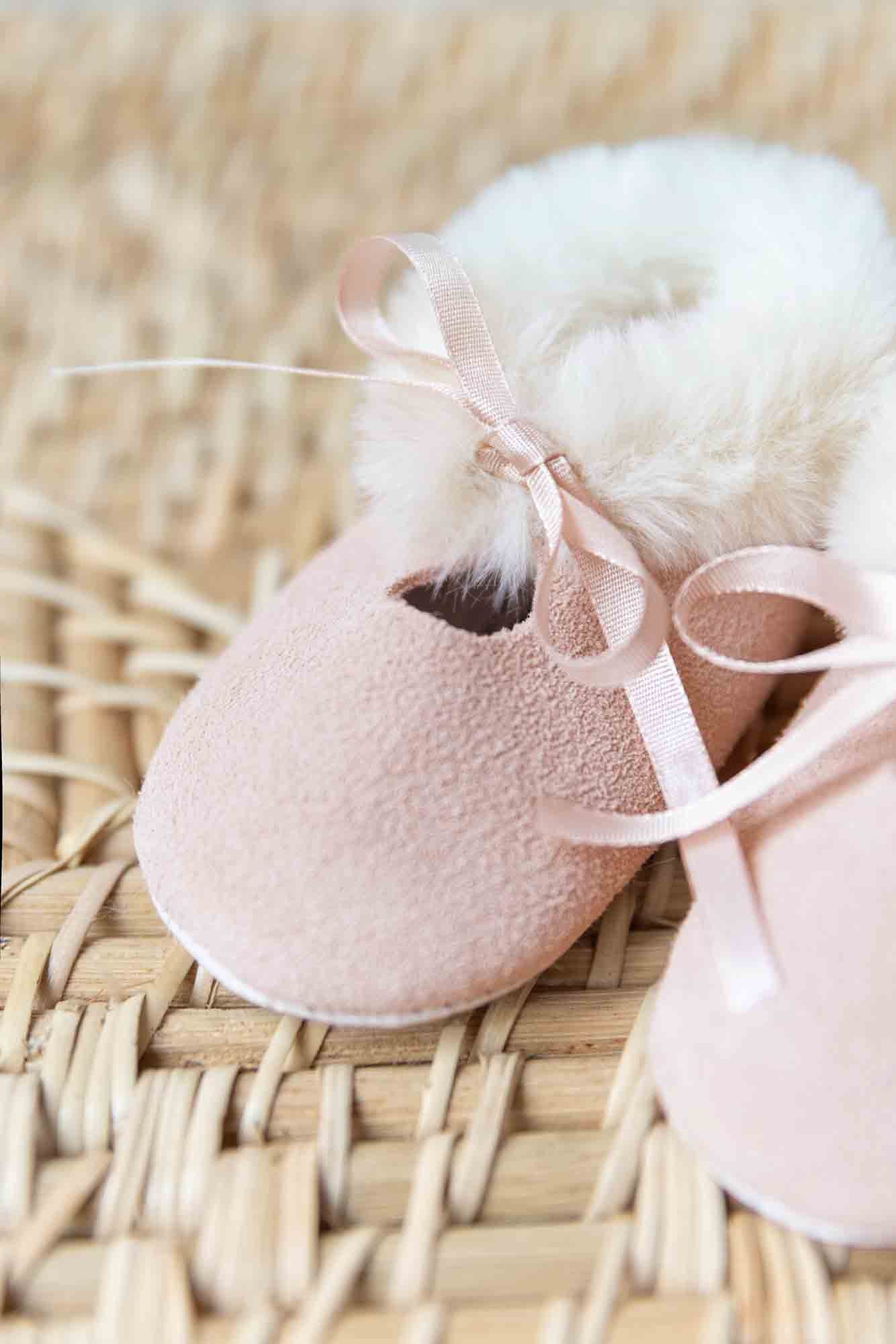 Pink Slippers w/ Faux Fur Trim - Tartine et Chocolat FW24