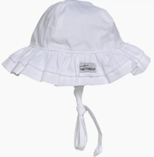Double Ruffle Hat UPF 50+- White - Flap Happy