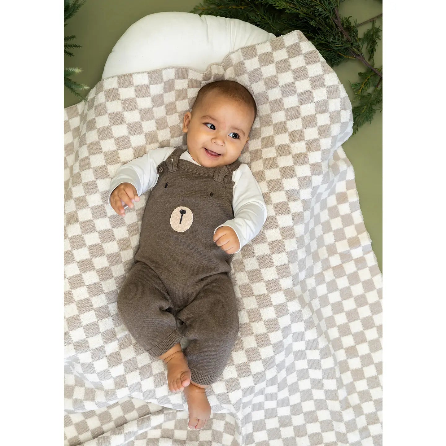 Checkered Terry Sweater Knit Organic  Baby Blanket - Viverano Organics