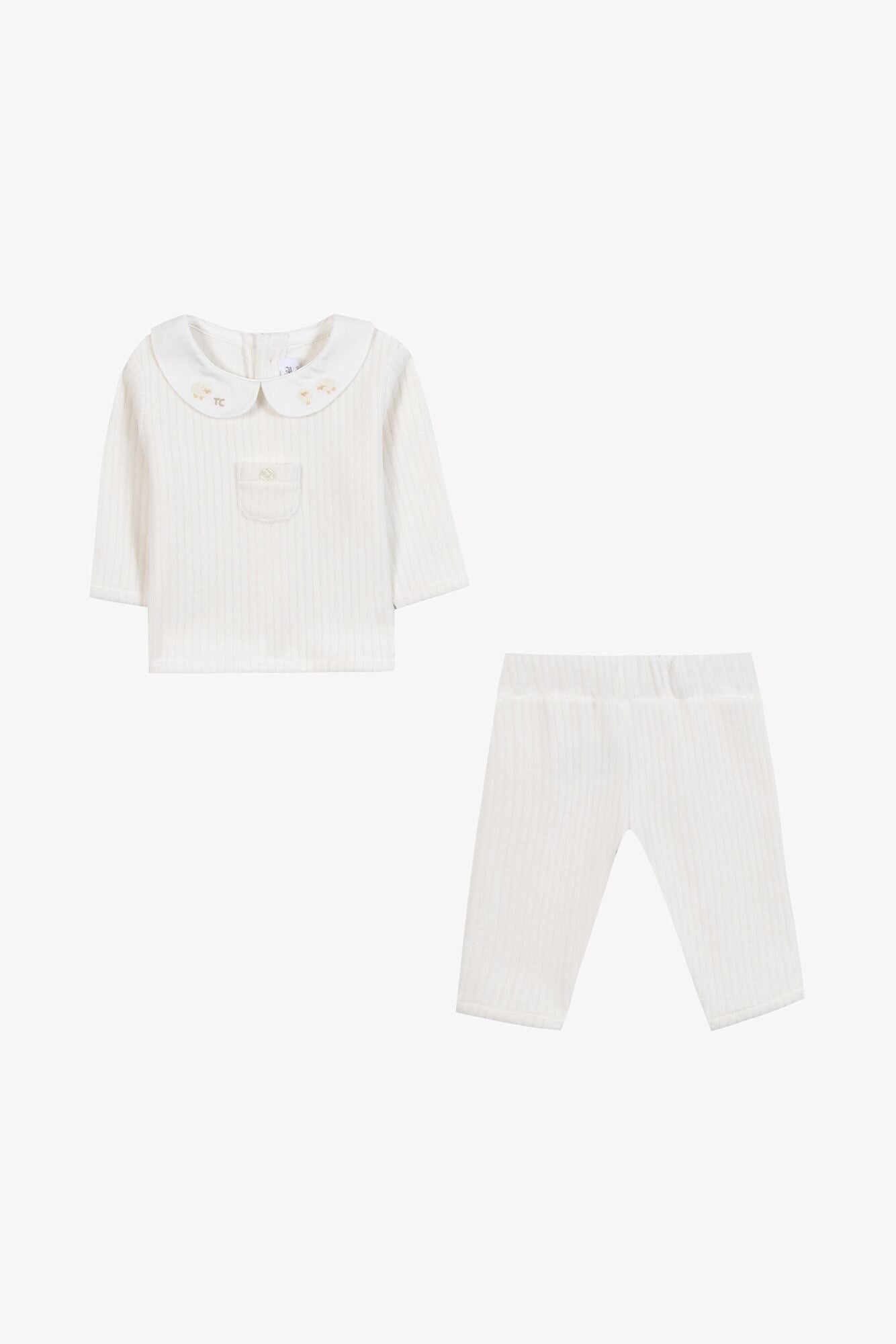 2pc Velour Ribbed Set wSheep Collar-Tartine et Chocolat FW25