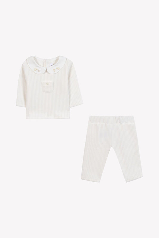 2pc Velour Ribbed Set wSheep Collar-Tartine et Chocolat FW25