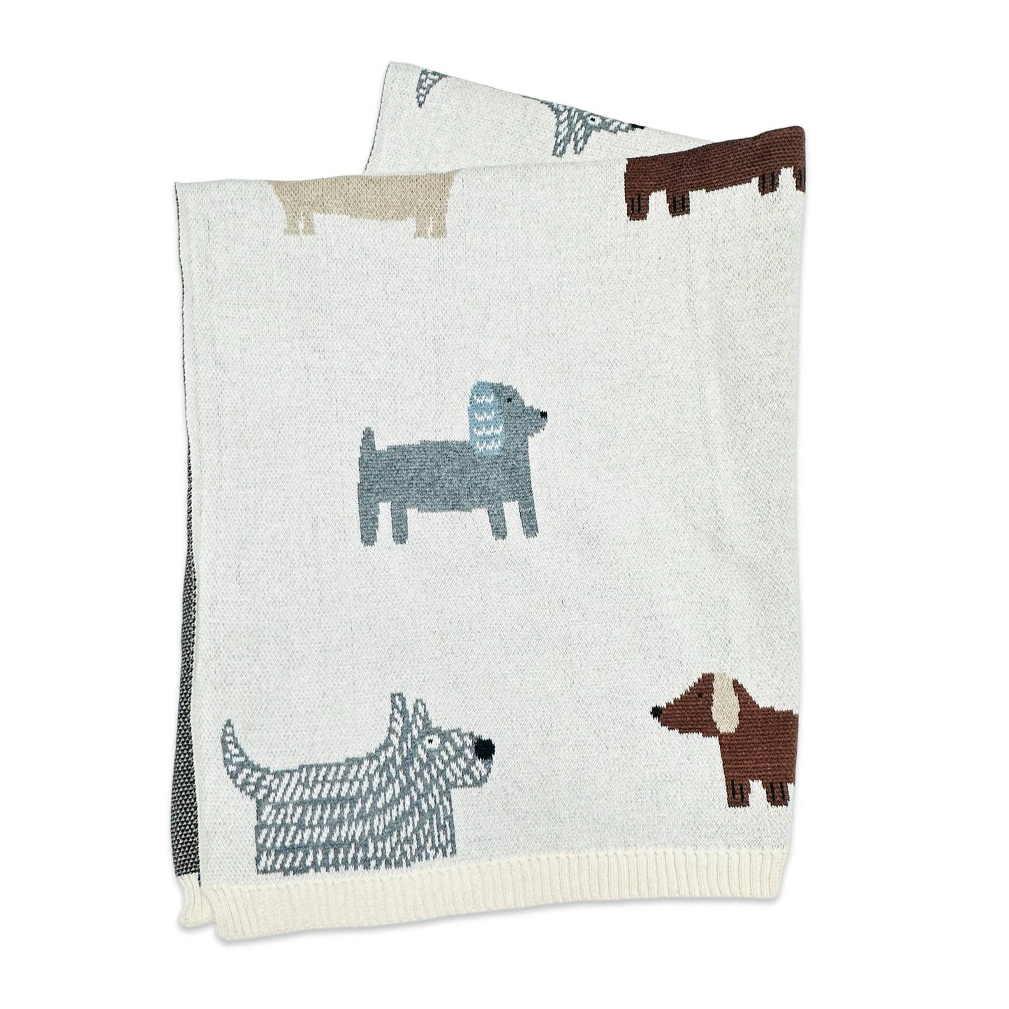 Buddy Dog - Organic Jacquard Sweater Knit Baby Blanket - Viverano Organics