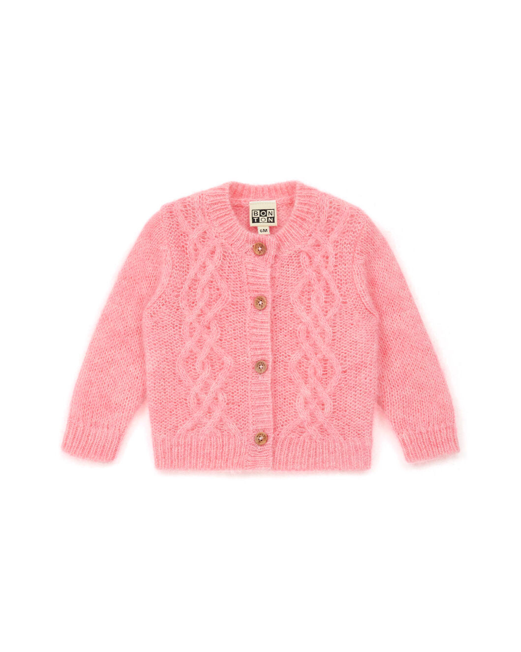 Pink Alpaca Cable Cardigan - Bonton