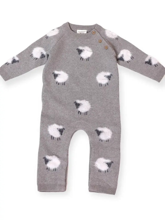 Furry Sheep Jacquard Sweater Knit Baby Jumpsuit (Organic): Viverano