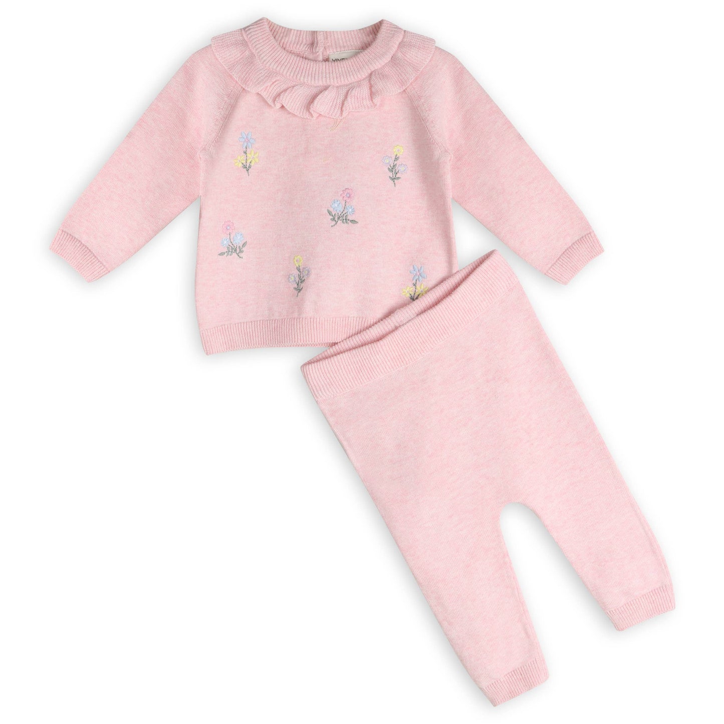 Ruffle Collar & Embroidered Baby Pullover & Pants (Organic):Viverano