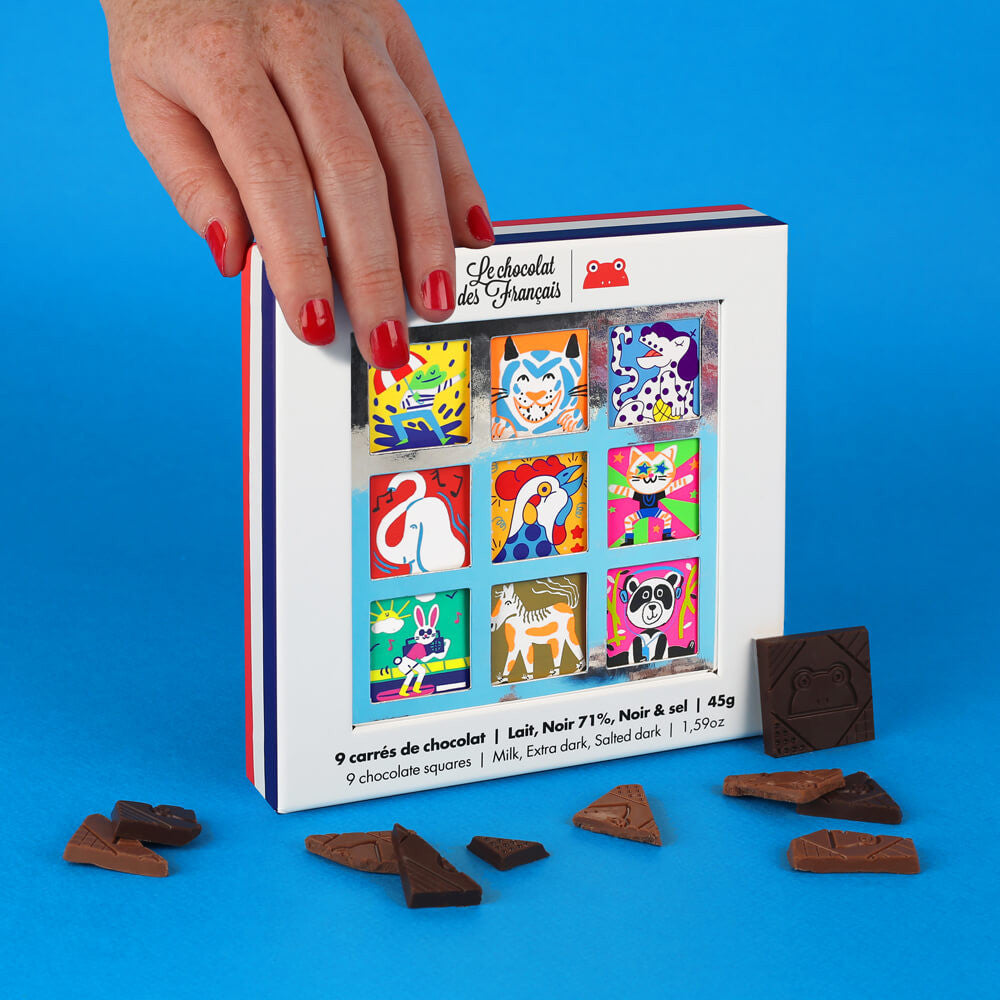 Animaux 9 Squares Chocolate Giftset - Le Chocolat de Francais