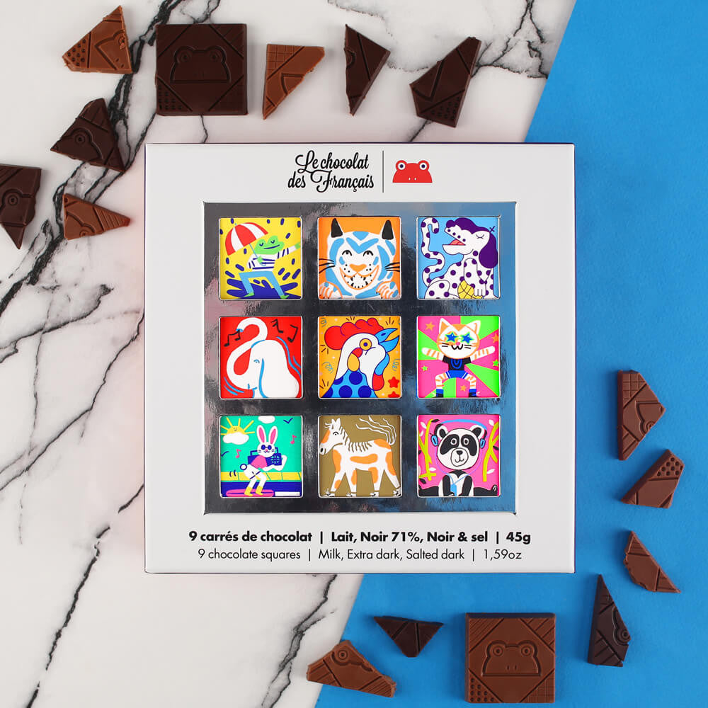 Animaux 9 Squares Chocolate Giftset - Le Chocolat de Francais