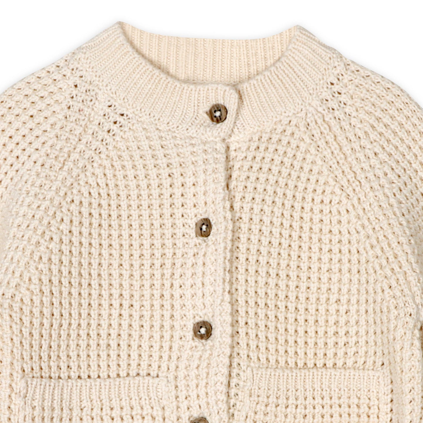 Avery Button & Pocket Chunky Sweater Knit Baby Cardigan: