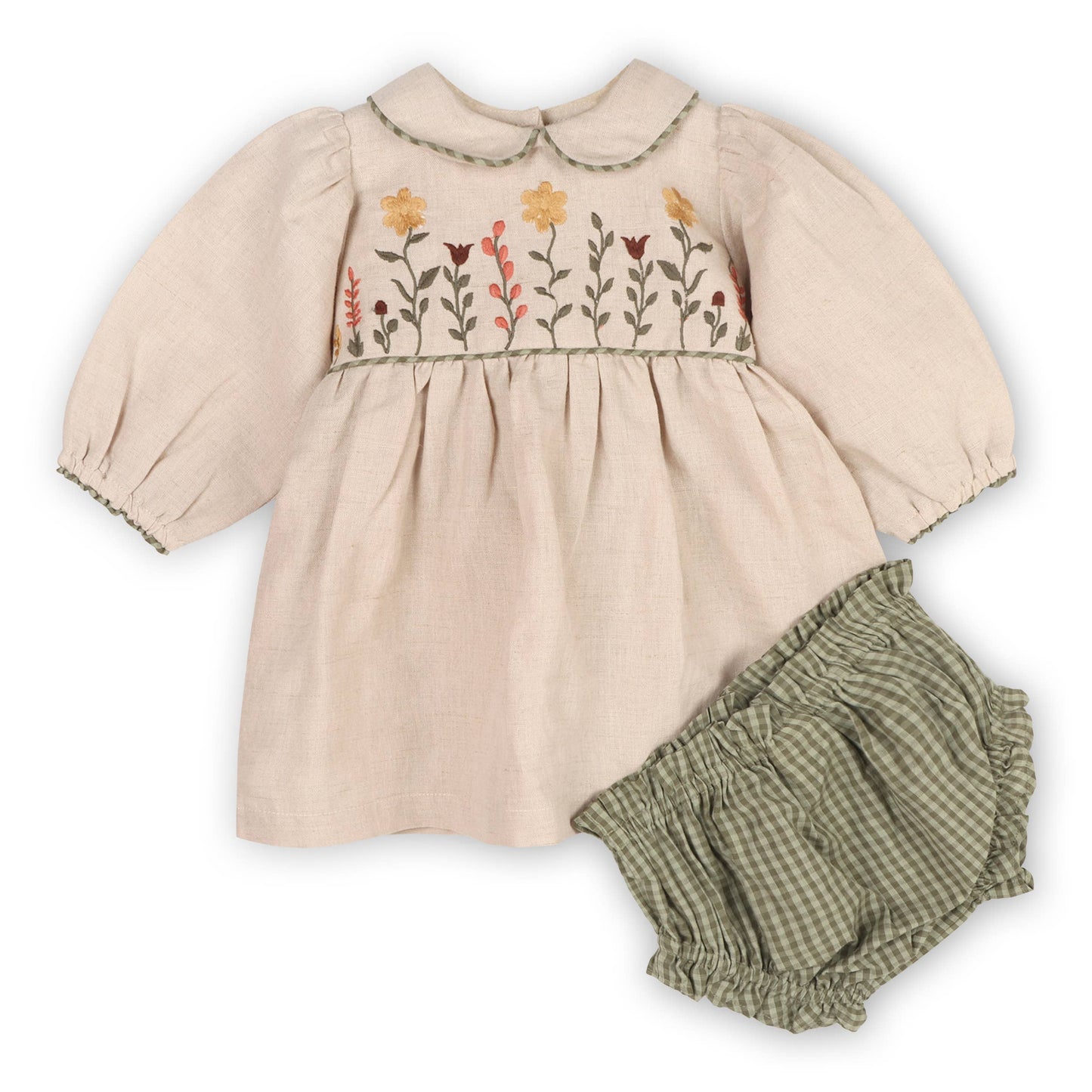 Floral Peter Pan Baby Dress & Fancy Bloomer-Viverano